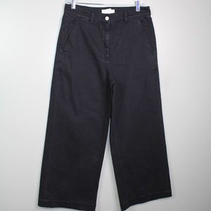 everlane women wide leg crop pants size 12 black